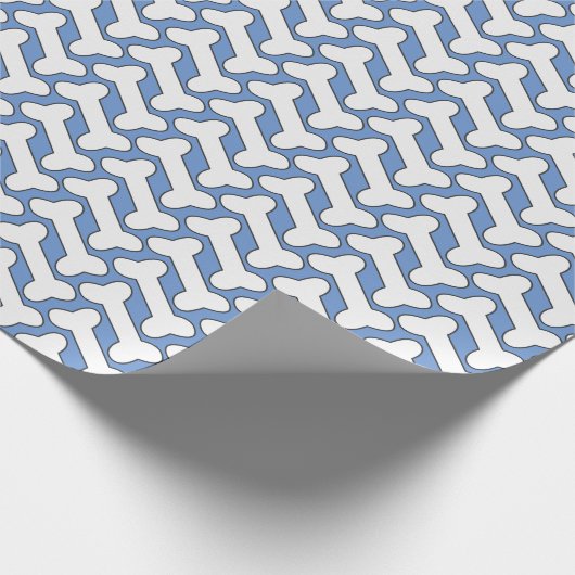 Witte Bone Patter op Blauw Custom Cadeaupapier (Hoek)