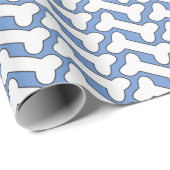 Witte Bone Patter op Blauw Custom Cadeaupapier (Rol Hoek)