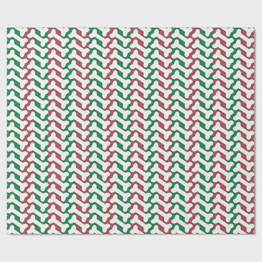 Witte Bone Patter Op Rood En Groen Custom Cadeaupapier (Vlak)