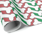 Witte Bone Patter Op Rood En Groen Custom Cadeaupapier (Rol Hoek)