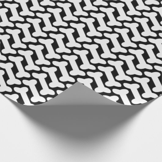 Witte Bone Patter op Zwart Custom Cadeaupapier (Hoek)