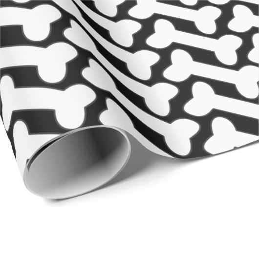 Witte Bone Patter op Zwart Custom Cadeaupapier (Rol Hoek)