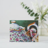 Witte Bonnet Waterverf van de Tijdopnemer van de W Briefkaart (Staand voorkant)