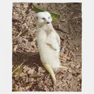 Witte Bont Meerkat, grote fleece deken. Deken