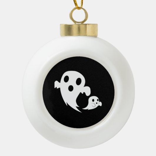 Witte Boo Keramische Bal Ornament (Voorkant)