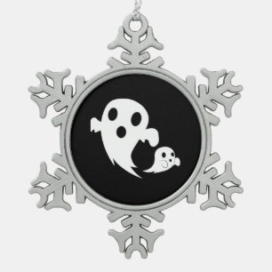 Witte Boo Tin Sneeuwvlok Ornament