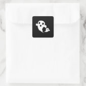 Witte Boo Vierkante Sticker (Tas)