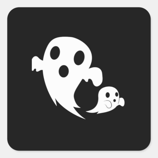 Witte Boo Vierkante Sticker (Voorkant)