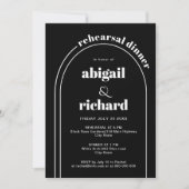 Witte boog bruiloft zwart repetitie diner kaart (Voorkant)