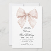 Witte boog eerste verjaardag uitnodiging (Voorkant)