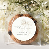 Witte Boog Elegante Script Bruidsdouche Dank Je Ronde Sticker