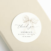 Witte Boog Elegante Script Bruiloft Feest Bedankt Ronde Sticker
