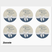 Witte Boog en Burlap Ronde Sticker (Vel)