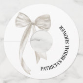 Witte Boog Haar Trouwen Bruidsfeest Wijnglaslabel (Voorkant)