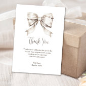 Witte Boog Lint  Baby shower Bedankkaart