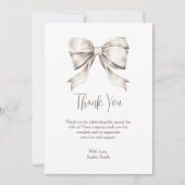 Witte Boog Lint  Baby shower Bedankkaart (Voorkant)