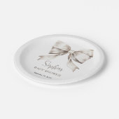 Witte Boog Lint  Baby shower Papieren Bordje (Gekanteld)