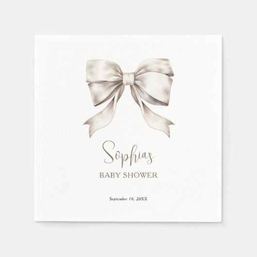 Witte Boog Lint  Baby shower Servet (Voorkant)
