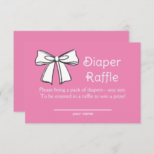 Witte boog luier raffel roze ticket behuizing Kaar Kaart (Voorkant / Achterkant)