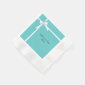 Witte Boog op Blauwgroen Blauw Servetten (Hoek)