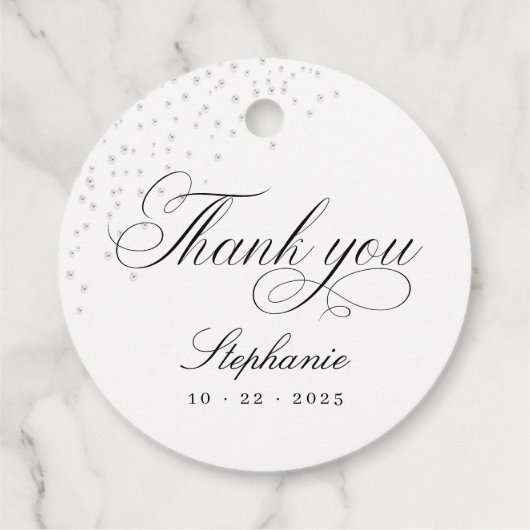Witte Boog Parels Bruidsdouche Bedankjes Labels (Achterkant)