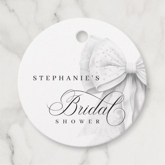 Witte Boog Parels Bruidsdouche Bedankjes Labels (Voorkant)