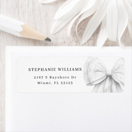 Witte Boog Parels Bruidsfeest Retouradres Etiket (Insitu)