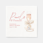 Witte Boog Parels & Prosecco Blush Bruidsfeest Servet (Voorkant)
