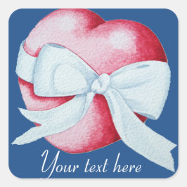 Witte boog rond romantisch rood liefdeshart vierkante sticker
