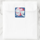 Witte boog rond romantisch rood liefdeshart vierkante sticker (Tas)