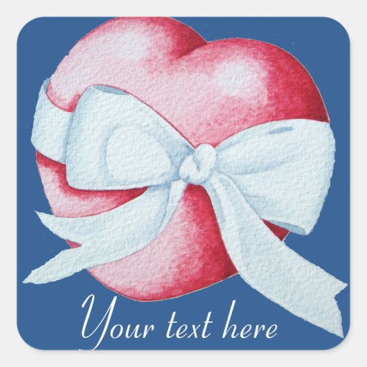 Witte boog rond romantisch rood liefdeshart vierkante sticker (Voorkant)