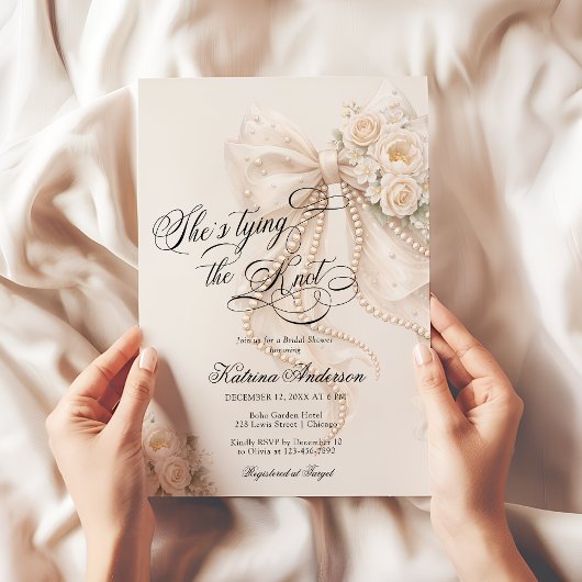 Witte Boog Trouwen met de Knoop Bruidsfeest Kaart