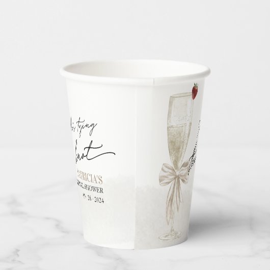 Witte Boog Ze Knoopt de Knoop Bruidsfeest Papieren Bekers (Rechts)