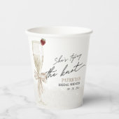 Witte Boog Ze Knoopt de Knoop Bruidsfeest Papieren Bekers (Voorkant)