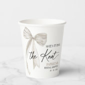 Witte Boog Ze Knoopt de Knoop Bruidsfeest Papieren Bekers (Voorkant)