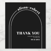 Witte boog zwart Dank u minimalistische bruiloft Wijn Etiket (Enkel label)