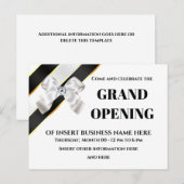 Witte boog zwarte lintlintopening VIP-gasten Aankondigingskaart (Voorkant / Achterkant)