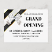 Witte boog zwarte lintlintopening VIP-gasten Aankondigingskaart (Voorkant)