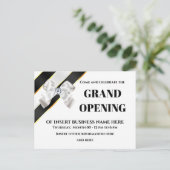 Witte boog zwarte lintlintopening VIP-gasten Aankondigingskaart (Staand voorkant)