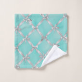Witte Boogjes Turquoise Robins Ei Blauw Bad Handdoek (Wasdoekje)