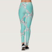 Witte Boogjes Turquoise Robins Ei Blauw Leggings (Achterkant)