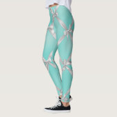 Witte Boogjes Turquoise Robins Ei Blauw Leggings (Links)