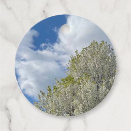 Witte boom blauwe lucht wolken foto bedankjes labels