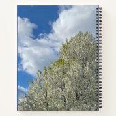 Witte Boom Blauwe Lucht Wolken Foto Notitieboek (Achterkant)