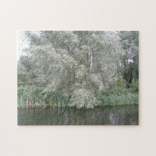 Witte Boom en Rivier Landschap Puzzel (Horizontaal)