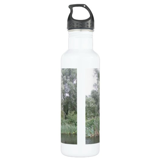 Witte boom en rivierlandschap waterfles  (Achterkant)