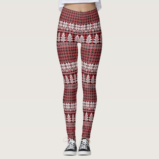 Witte Boom en Sneeuwvlok Leggings (Voorkant)