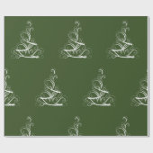 Witte boom groene achtergrond inpakpapier (Vlak)