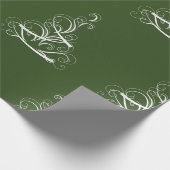 Witte boom groene achtergrond inpakpapier (Hoek)