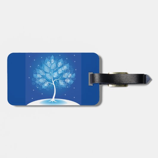 Witte boom in de sneeuw bagagelabel (Achterkant horizontaal)